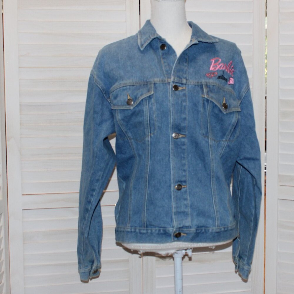 Vintage 1996 Jerry Leigh Denim Jean Jacket Small Ponytail Barbie Embroidered USA